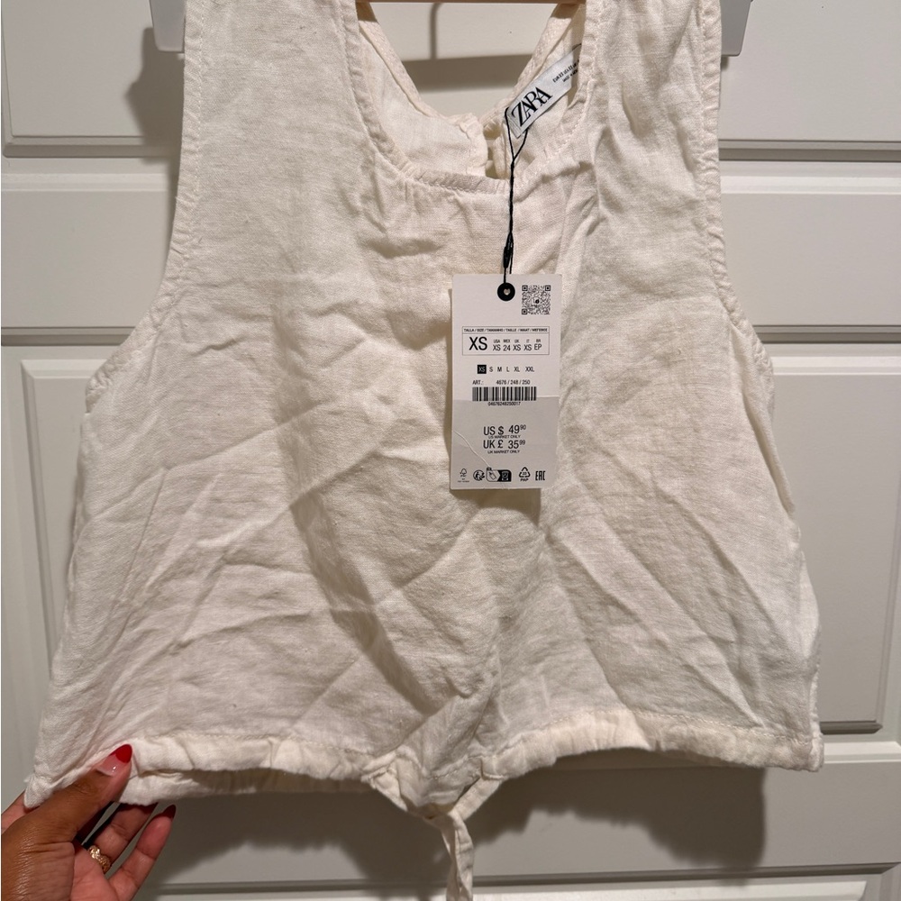 Zara Linen Crop Tank - Picture 2 of 3